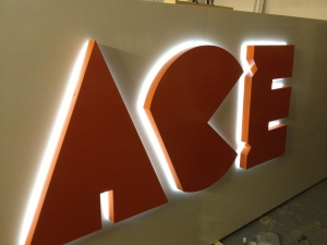 Illuminated sign with halo effect for Ace Appointments