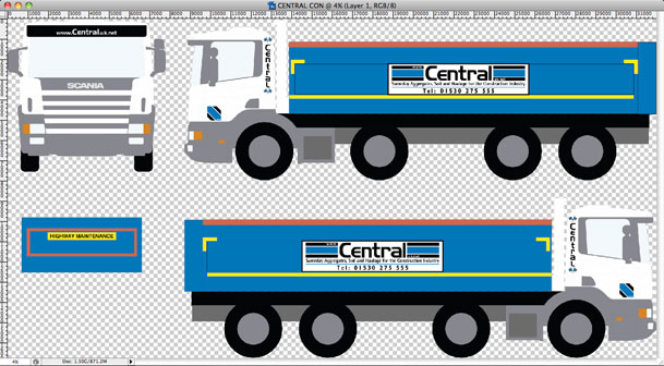 Sign makers vehicle graphics for Central Construction