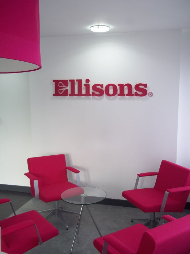 Sign makers indoor signs for Ellisons reception areas